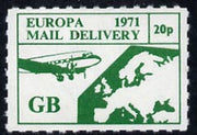 Cinderella - Great Britain 1971 Rouletted 20p green (Europe Airmail rate) produced for use during Great Britain Postal strike unmounted mint