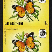 Lesotho 1984 Butterflies African Monarch 1s in unmounted mint imperf pair