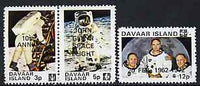 Davaar Island 1972 John Glenn Flight Anniversary opt on 1970 Apollo 11 Moon Landing unmounted mint perf set of 3
