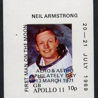 Cinderella - Great Britain 1971 imperf 10p m/sheet (Neil Armstrong) produced for use during Great Britain Postal strike, opt'd Aero & Astro Philately Day unmounted mint