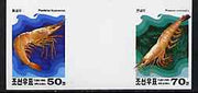 North Korea 2000 Shellfish 50 ch & 70 ch imperf se-tenant gutter pair proof on ungummed glossy paper