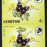 Lesotho 1984 Butterflies Blue Pansy 4s in unmounted mint imperf pair