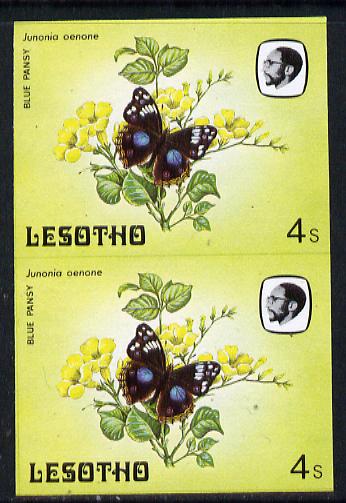 Lesotho 1984 Butterflies Blue Pansy 4s in unmounted mint imperf pair