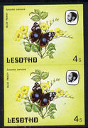 Lesotho 1984 Butterflies Blue Pansy 4s in unmounted mint imperf pair