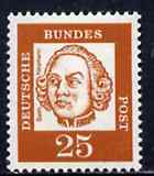 Germany - West 1961 Balthasar Neumann 25pf (Architect) on fluorescent paper (from famous Germans def set) unmounted mint SG 1267B