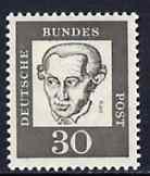 Germany - West 1961 Immanuel Kent 3opf (philosopher) on fluorescent paper (from famous Germans def set) unmounted mint SG 1268B*