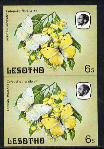 Lesotho 1984 Butterflies African Migrant 6s in unmounted mint imperf pair