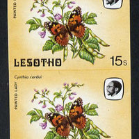 Lesotho 1984 Butterflies Painted Lady 15s in unmounted mint imperf pair, extremely scarce