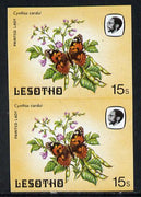 Lesotho 1984 Butterflies Painted Lady 15s in unmounted mint imperf pair, extremely scarce