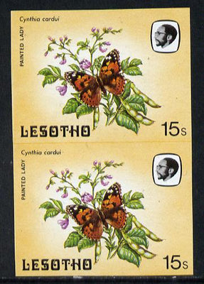 Lesotho 1984 Butterflies Painted Lady 15s in unmounted mint imperf pair, extremely scarce