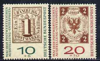 Germany - West 1959 Stamp Exhibition & Stamp Centenary set of 2 unmounted mint SG 1227 & 1229