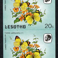 Lesotho 1984 Butterflies Lemon Traveller 20s in unmounted mint imperf pair