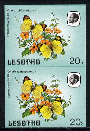 Lesotho 1984 Butterflies Lemon Traveller 20s in unmounted mint imperf pair