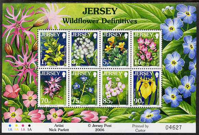 Jersey 2005-07 Wild Flowers perf m/sheet of 8 (1p, 3p, 5p, 15p, 70p, 75p, 85p, 90p) unmounted mint, SG MS1234b