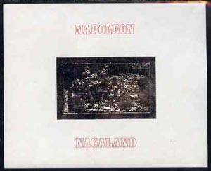 Nagaland 19?? Napoleon on Horseback 5ch value imperf deluxe sheet embossed in silver on thin card