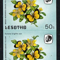 Lesotho 1984 Butterflies Broad-Bordered Grass Yellow 50s in unmounted mint imperf pair