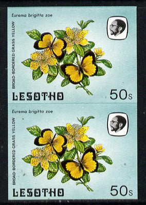 Lesotho 1984 Butterflies Broad-Bordered Grass Yellow 50s in unmounted mint imperf pair