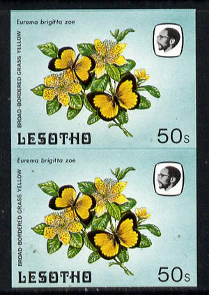 Lesotho 1984 Butterflies Broad-Bordered Grass Yellow 50s in unmounted mint imperf pair