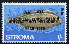 Stroma 1970 Fish 1s (Sole) perf single with 'European Conservation Year 1970' opt doubled, one inverted unmounted mint*