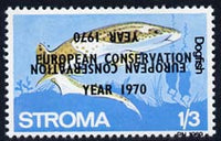 Stroma 1970 Fish 1s3d (Dogfish) perf single with 'European Conservation Year 1970' opt doubled, one inverted unmounted mint*
