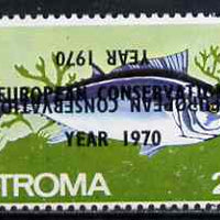 Stroma 1970 Fish 2s (Tunny) perf single with 'European Conservation Year 1970' opt doubled, one inverted unmounted mint*
