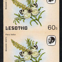 Lesotho 1984 Butterflies Meadow White 60s in unmounted mint imperf pair