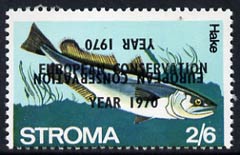 Stroma 1970 Fish 2s6d (Hake) perf single with 'European Conservation Year 1970' opt doubled, one inverted unmounted mint*