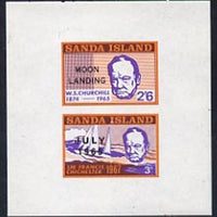 Sanda Island 1969 Churchill imperf m/sheet (3d & 2s6d values) opt'd Moon Landing unmounted mint