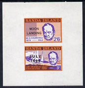Sanda Island 1969 Churchill imperf m/sheet (3d & 2s6d values) opt'd Moon Landing unmounted mint