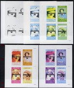 Grunay 1986 Queen's 60th Birthday imperf sheetlet of 4 with AMERIPEX opt in black - the set of 5 progressive proofs comprising single & various composite combinations unmounted mint