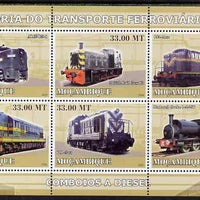 Mozambique 2009 History of Transport - Railways #03 perf sheetlet containing 6 values unmounted mint