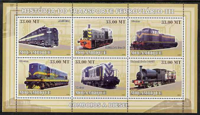 Mozambique 2009 History of Transport - Railways #03 perf sheetlet containing 6 values unmounted mint