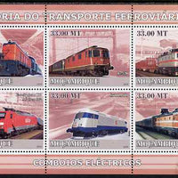 Mozambique 2009 History of Transport - Railways #04 perf sheetlet containing 6 values unmounted mint