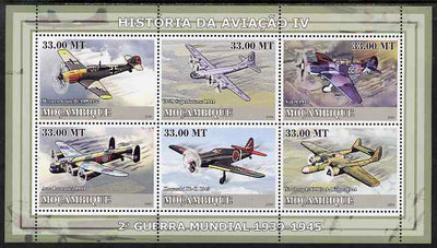 Mozambique 2009 History of Transport - Aviation #04 perf sheetlet containing 6 values unmounted mint