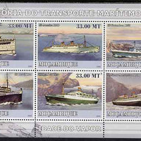 Mozambique 2009 History of Transport - Ships #03 perf sheetlet containing 6 values unmounted mint