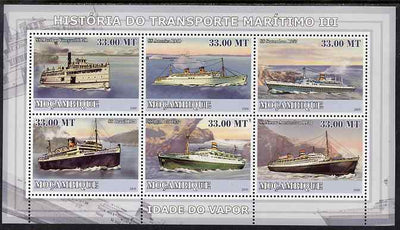 Mozambique 2009 History of Transport - Ships #03 perf sheetlet containing 6 values unmounted mint