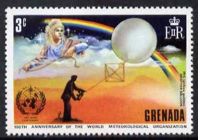 Grenada 1973 IMO & WMO Centenary 3c showing Weather Balloon & Rainbow unmounted mint, SG 559*