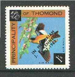 Thomond 1963 Bird 1s6d (Diamond shaped) with 'In Memorium - J F Kennedy' overprint unmounted mint*