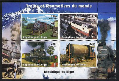 Niger Republic 1998 Trains of the World perf sheetlet containing 4 values unmounted mint. Note this item is privately produced and is offered purely on its thematic appeal