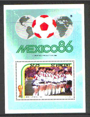 St Vincent 1986 World Cup Football m/sheet,$2.25 (Scotland Team) unmounted mint SG MS 995c