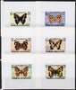 Ras Al Khaima 1971 Butterflies set of 6 unmounted mint imperf deluxe miniature sheets (white background)