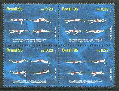 Brazil 1995 Swimming Championships se-tenant block of 4 unmounted mint, SG 2735-38