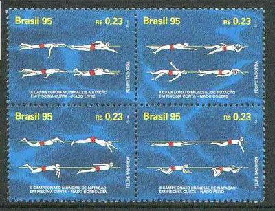 Brazil 1995 Swimming Championships se-tenant block of 4 unmounted mint, SG 2735-38