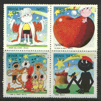 Brazil 1994 Christmas se-tenant block of 4 (Cartoon characters) unmounted mint SG 2687-90