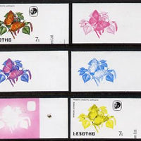 Lesotho 1984 Butterflies African Leopard 7s value x 6 imperf progressive proofs comprising various individual or combination composites unmounted mint
