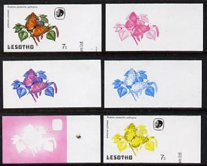 Lesotho 1984 Butterflies African Leopard 7s value x 6 imperf progressive proofs comprising various individual or combination composites unmounted mint