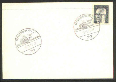 Germany - West 1972 unaddressed card with fine strike of Schwabisch Hall 1 (717) illustrated Railway cancel
