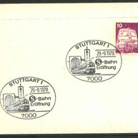Germany - West 1978 unaddressed card with fine strike of Stuttgart 1 (7000) illustrated Railway cancel