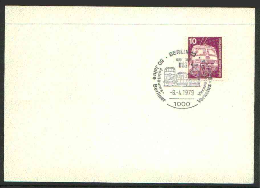 Postmark - West Germany 1979 unaddressed card with fine strike of Berlin 12 (1000) illustrated Railway cancel