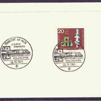 Germany - West 1965 unaddressed card with fine strike of Frankfurt Am Main (6) illustrated Railway cancel